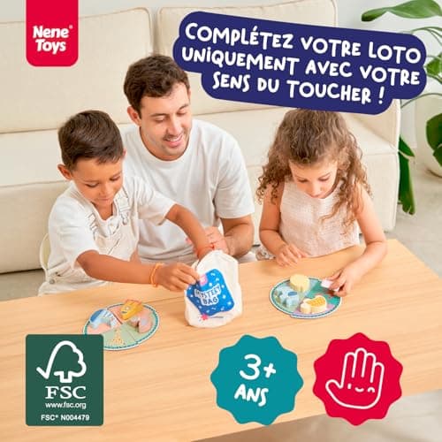Nene Toys Loto Tactile Touche et Trouve, Jeu de Société pour Enfants dès 3 Ans – Jouet Éducatif en Bois – Divertissement en Famille et Développe la Motricité Fine, Cadeau pour Fille Garçon 3 4 5 Ans