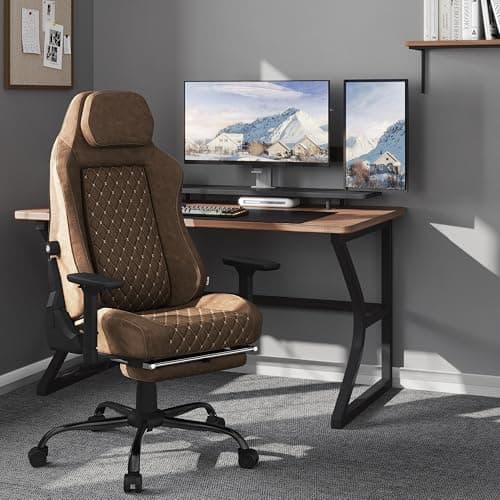 WOLTU Chaise Gaming, Chaise de Bureau Gamer Ergonomique avec Éponge intégrée Longue durée et Support Lombaire adaptatif, Inclinable, Similicuir Vintage, Brun, GS13br