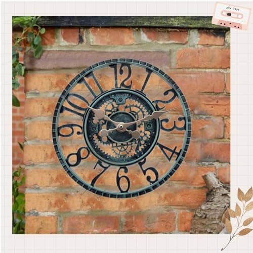Purzen Horloge Extérieure, Horloge Murale Étanche, Avec De Grands Chiffres Arabes Simples, Horloges Murales Décoratives,Noir