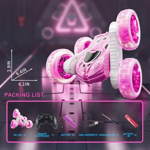 Voiture Telecommandé Enfant Cadeau Garcon 3 4 5 6 7 8 9 10+ Voiture RC Jouet Enfant Ans Idée Cadeau Anniversaire 6+ Ans Garçon Fille (Rose)