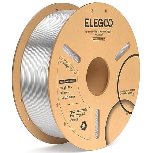 ELEGOO Filament PLA+ 1.75mm Transparente 1KG, Filament pour Imprimante 3D Précision Dimensionnelle +/- 0.02mm Bobine de Carton Filament d'Impression 3D Convient à la plupart des Imprimantes 3D FDM