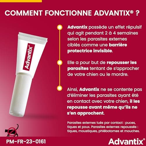 Advantix Chien Moyen entre 10 et 25 kg – Pipettes pour chien contre 6 parasites – Traitement et protection pour votre chien pendant 4 semaines – 6 x 2,5 ml