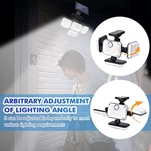 2 Pièces Lampe Solaire Extérieur avec Détecteur de Mouvement, [333LED/3Modes] Projecteur Solaire Extérieur IP65 Étanche Lumière Spot LED Solaire,Angle d'éclairage 240°avec Télécommande,Câble 5M
