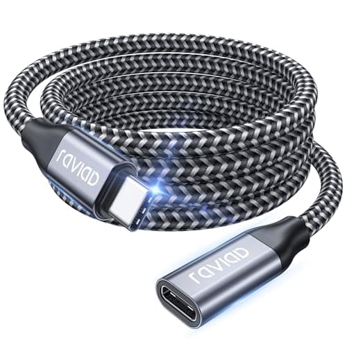 RAVIAD Rallonge USB C 2M 100W 10Gbps, Cable USB C 3.2 Gen 2 Male Femelle 4K@60Hz Charge Rapide et Transfert Compatible avec iPhone 15 Plus Pro Max MacBook Pro Air Galaxy S24 Plus Ultra S23 S22