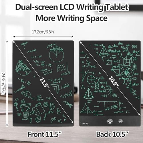 Czemo Double-écran Tablette D'écriture LCD pour Adultes 11,5 Pouces + 10,5 Pouces, Lignes D'écriture HD de 0,5 mm,Tableau Numérique pour Bureau, Mémo, Agenda