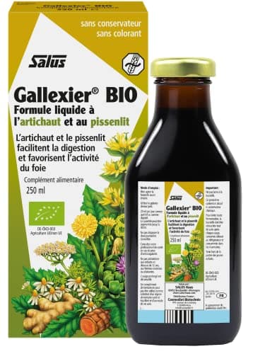 Salus Gallexier Bio - Complément Alimentaire Liquide à Base de Pissenlit et d'Artichaut et 12 Extraits Végétaux - Facilite la Digestion et le Bon Fonctionnement du Foie et de l'Estomac - 250 ml