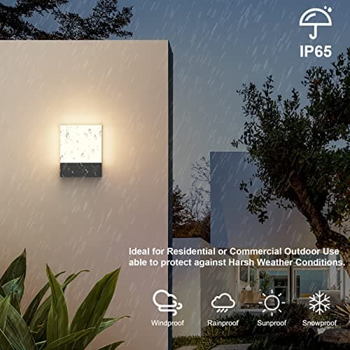 Klighten Lot de 2 24W Lampe Murale LED Interieur/Exterieur, Applique Murale Anthracite Modernes en Aluminium, Éclairage Mural pour Entrée Couloir Escaliers, Blanc Chaud 2700K-3000K, IP65, 1500Lumen