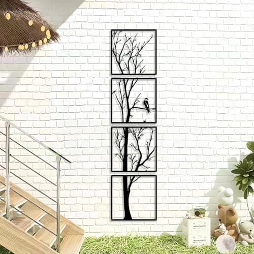 Luccyle Arbre Decoration Murale Metal,Arbre En Métal,Decoration Murale Maison,Idéale pour salon et couloir,Grand lot de 4