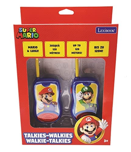 LEXIBOOK- Nintendo Super Mario Talkies-Walkies, Jeu de Communication pour Enfant/garçon, Clip Ceinture, à Piles, Bleu/Rouge, TW12NI