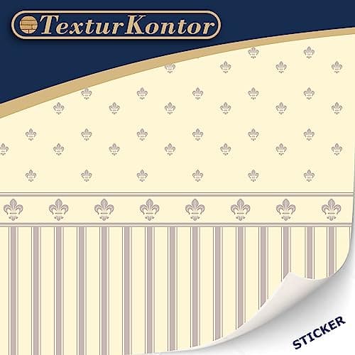 TexturKontor Lot de 3 feuilles de papier peint autocollant pour maison de poupée - Échelle 1:12 - Papier peint ancien - Papier peint victorien (Charlotte)