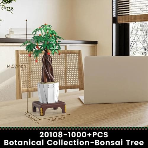 JMBricklayer Bonsaï Arbre de Construction pour Adultes 20108 - Collection Botanique Créative à Faire Soi-même, Modèle de Plante, Cadeaux Bonsaï pour La Fête des Mères, Décoration de Bureau Charmante