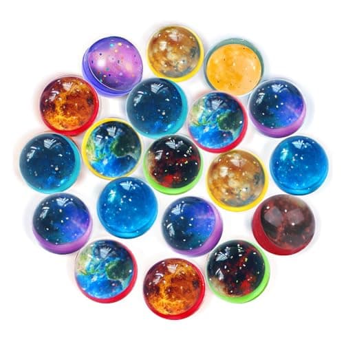 Jatidne 24 Pièce Balle Rebondissantes Enfant Espace Cadeau Anniversaire Enfants Invites 30mm Diamètre Decoration Pinata Anniversairee