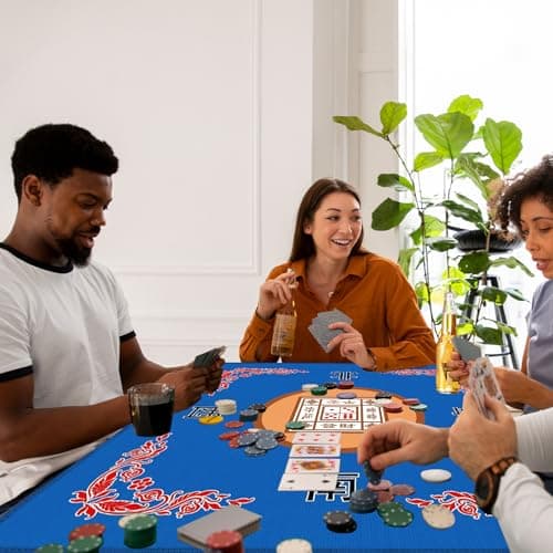 Mat de mahjong, tapis de table Mahjong antidérapant en caoutchouc, couverture de table Mahjong de réduction non glissante, tapis de jeu pour table Mahjong, poker, carte, planche et tuiles - 32x32 pou