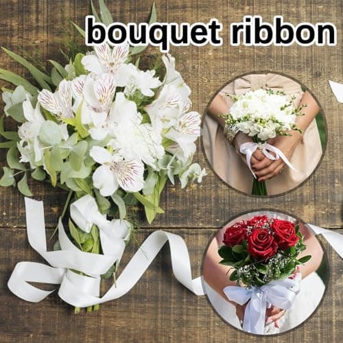 Lot de 8 rubans de satin blancs - 6/10/15/20 mm - Pour mariage, fête, cadeau, décoration de mariage (22 m par rouleau)
