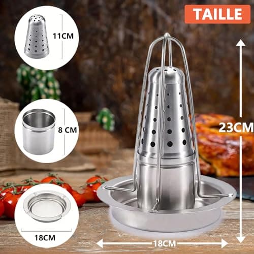 Bibykivn Vertical Rôtissoire à Poulet, Support de Poulet pour Canette de Bière, Support à Poulet en Acier Inoxydable Amovible, Passe au Lave-Vaisselle pour Four, Barbecue, Camping