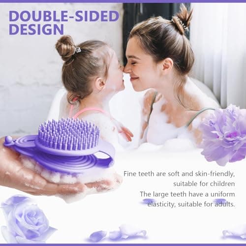 Sunolkie Scalp Massager | Purple Double Sided Shampoo Brush | Détend la tête et améliore la circulation sanguine du cuir chevelu, convient aux adultes et aux enfants