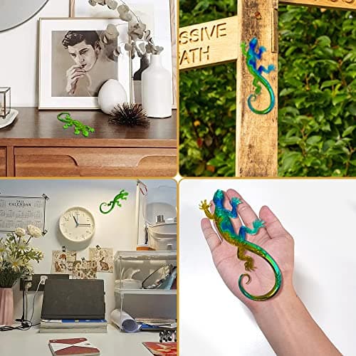 AFUNTA Lot de 4 moules en résine 3D en forme d'animal, moules en résine de silicone pour gecko, hippocampe, lézard, porte-clés en résine époxy avec 10 porte-clés, pour décoration murale, bureau