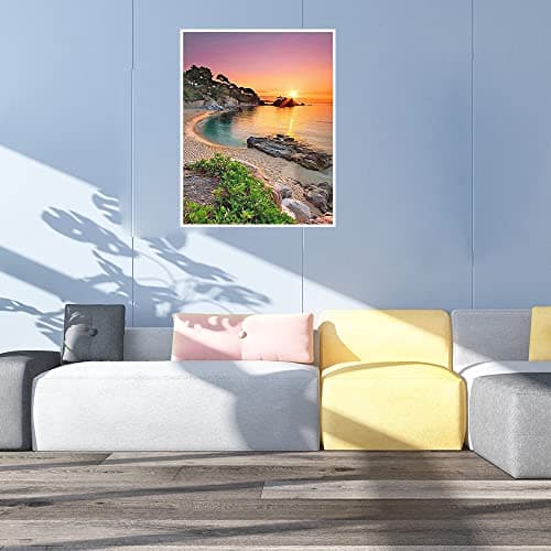 DCIDBEI Square Diamond Painting Paysage Bord de Mer 40x50cm Peinture Diamant Paysage Diamant Painting Coucher de Soleil Plage Broderie Diamant Plage Diamant Carré Grand Format Paysage Adulte