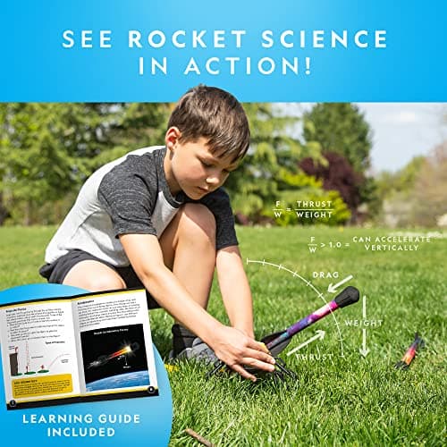 National Geographic Fusée à Air Jouet - Lanceur Ultime de Fusées à LED pour Les Enfants, Piétinez la Pompe et Lancez Les Fusées Lumineuses Pneumatiques à Pointe en Mousse jusqu'à 30,5 Mètres