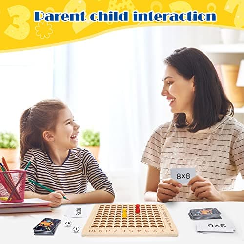 Tableau de Multiplication, Montessori Jeux de Plateau de Multiplication en Bois, Jouets éducatifs préscolaire pour Enfants de 3 4 5+ Ans Apprendre à Compter, Chiffres, Motrices