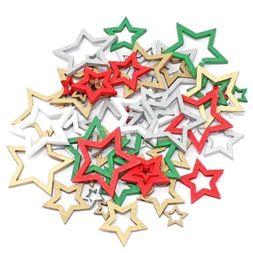 Lot de 50 étoiles de Noël assorties découpées pour loisirs créatifs et scrapbooking