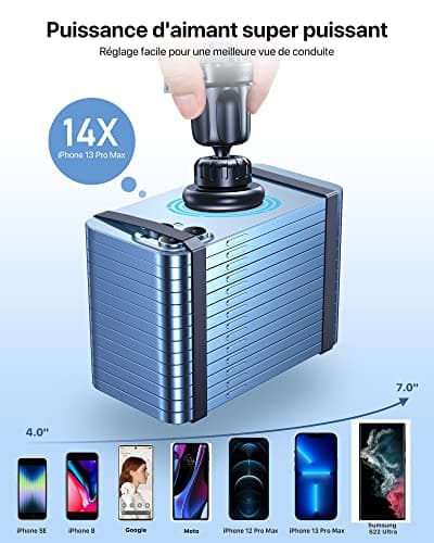 Miracase Support Téléphone Voiture, 2024 Clip D'aération en Métal Aimant, [6X] N52 NdFeB Magnetique Porte Telephone Compatible avec Tous Les Smartphones 4.0''-7.0''