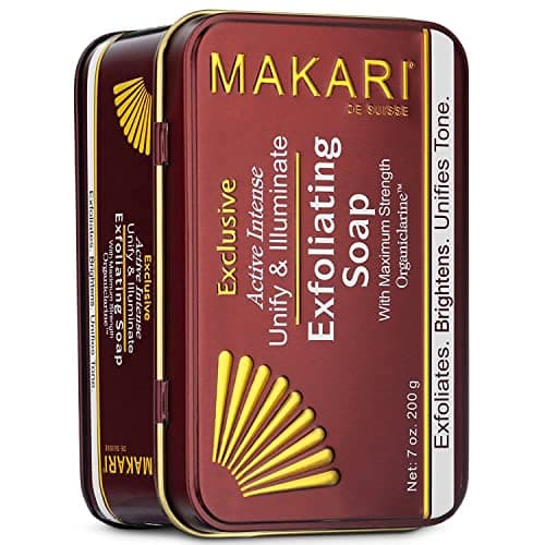 Makari Exclusive Savon Éclaircissant et Exfoliant (7 oz.) à base d’OrganiclarineTM – Soins éclaircissants anti-taches, cicatrices acnéiques, vergetures et hyperpigmentation.