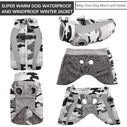 Hjyokuso Manteau Chien, Manteau pour Chien Doublé et Chaud, Manteaux d'hiver pour Chiens avec Fermeture à Glissière, Manteau Chien Imperméable, Veste Chien Hiver pour Petit/Grand/Moyen Chiens-Rris XS