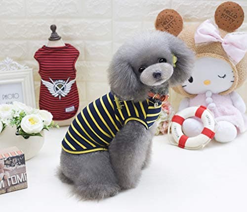 YAODHAOD Lot de 2 Chemises en Coton à Rayures pour Chien Vêtements pour Animaux de Compagnie T-Shirts pour Chiot Débardeur pour Chat Respirant Extensible pour Petit très Petit Chien ou Chat (XXL)