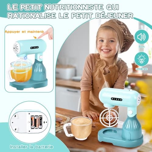 Aragallant Accessoire Cuisine Enfant, Kit Cuisine Enfant avec Machine a Cafe, Mixer, Blender, Mixeur, Grille-Pain et Autres Ustensile Cuisine Jouet, Jeu de Rôle pour Garçons Filles 3 4 5 6 7 8 Ans