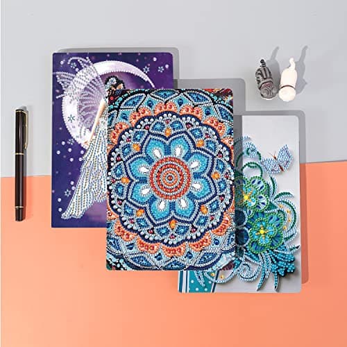 DIY Cahier d'écriture de Mandala Bleu Cahiers A5 de peinture au diamant, Fournitures Scolaires Rentrée scolaire, Quotidien Journal d'enfants Diamond Painting A5 Cadeaux d'anniversaire 100 Pages