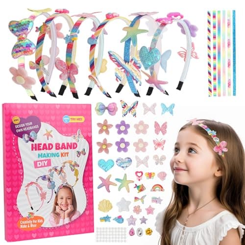 Kit de Fabrication de Bandeaux pour Filles, Accessoires pour Cheveux Bricolage, Jouet pour Enfant 5-12 Ans, Serre Tête Bricolage, Bandeau Artisanat Filles, Cadeau Creatif pour Fille Enfant