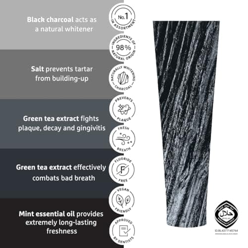 Dentifrice au Charbon Actif Ecodenta sans Fluor I Dentifrice au Charbon Noir Blanchiment des Dents I Dentifrice Blanchissant au Charbon Actif Noir 100 ml