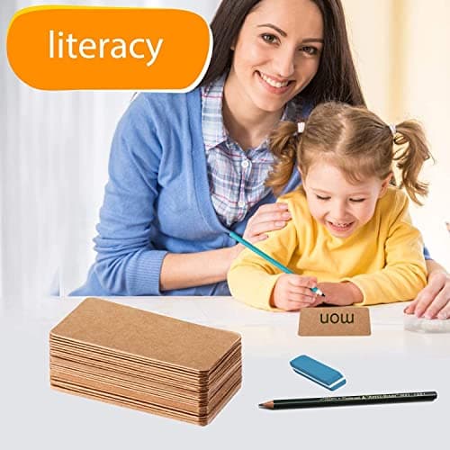 Cartes Kraft Vierges Carte Blanche Vierge 300 Pièces Papier Kraft pour l'école, la Maison, le Bureau les Cartes-Cadeaux DIY Graffiti (8 x 4,5cm Marron + Blanche)