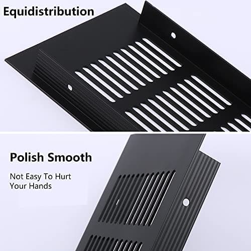 Lot de 2 grilles d'aération intérieures en alliage d'aluminium 80 mm x 500 mm Noir
