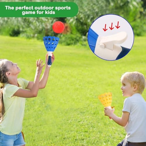 Lbsel Sports d'intérieur pour Enfants Jeu de fête Amusant en Plein air avec 2 paniers de Lancement et 10 balles, Cadeaux d'anniversaire pour 5 6 7 8 9 10 11 12 Ans garçons Filles