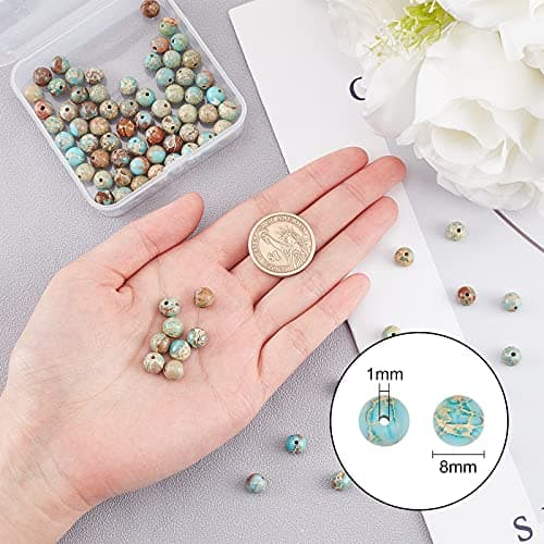 OLYCRAFT 96 pièces 8mm Perles de Jaspe Impérial Naturel Regalite Jaspe Perles Brins Rondes Perles de Pierres Précieuses en Vrac Pierre D'Énergie pour Bracelet Collier Fabrication de Bijoux