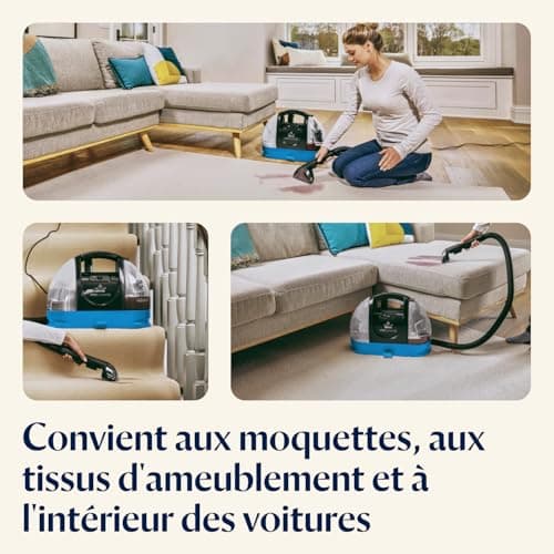 BISSELL SpotClean C3 - Aspirateur Laveur - Shampouineuse - Nettoyeur Portable Tapis, Voiture et Tissus d'Ameublement - Vaporiser, Brosser et Aspirer - Nettoyeur Détacheur Tapisserie - 340 W - 3619N