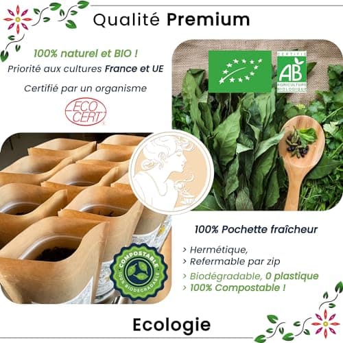 Ascenbio ✿ Feuilles de Framboisier BIO FRANCE 100g ✿ Pour Tisane Fin de Grossesse, Allaitement, Règles douloureuses ✿ Préparé et conditionné en France ✿ Emballage biodégradable
