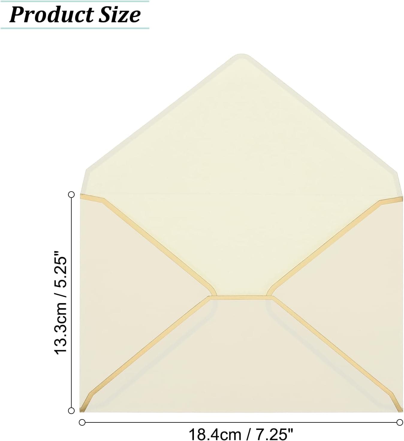 PATIKIL 100 Paquet A7 Enveloppes 5 x 7 Carte Noël Enveloppes V Rabat Enveloppe avec Or Bordures pour Bureau Mariage Cadeaux Cartes, Invitations, Photos, Graduation (Champagne)