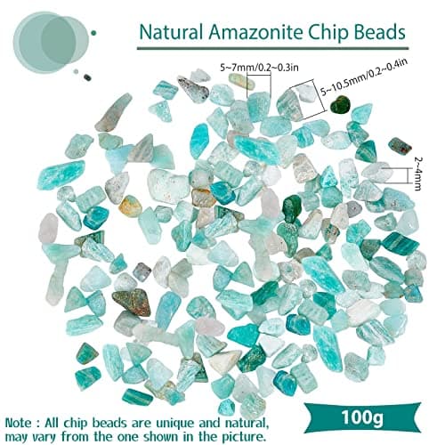 SUNNYCLUE 1 Boîte 100g Amazonite Chip Perles Bleu Pierres Précieuses Irrégulières Guérison Cristal Kyanite Pierre Charme Roches Perle pour la Fabrication de Bijoux DIY Artisanat Chakra Décor Bracelet