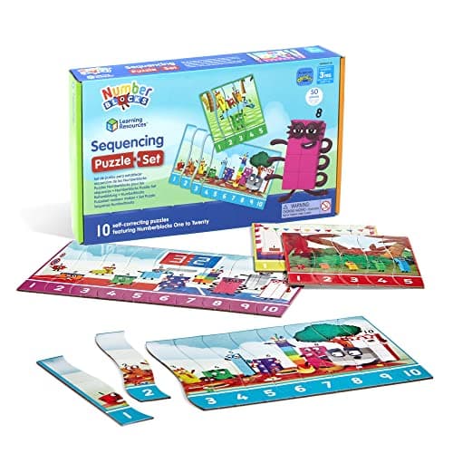 Learning Resources Kit de puzzles Numberblocks de séquence Learning Resources, puzzle Numberblocks, puzzle de maths, 10 puzzles éducatifs recto-verso dans une boîte (20 puzzles), à partir de 3 ans