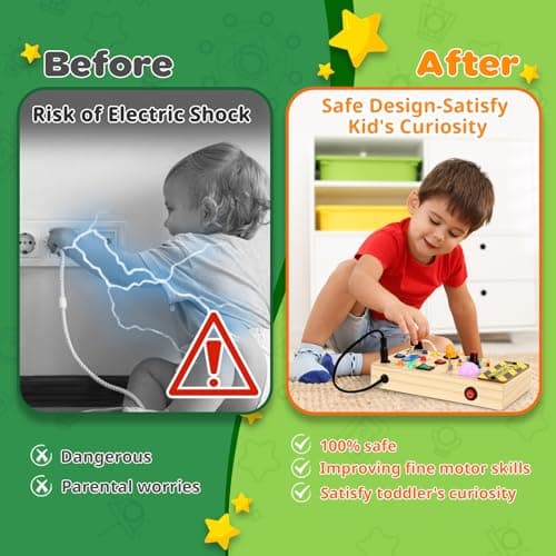 Ophy Busy Board Montessori Planche Activité Montessori Activity Board en Bois avec 9 Interrupteurs 16 Lampes LED Jouet en Bois Bebe Motricité Fine Jeux Educatif Cadeau pour 1 2 3 Ans Jouet Enfant