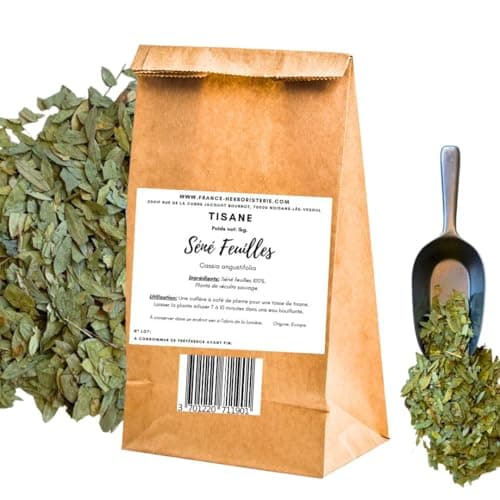 Tisane Feuilles de Séné - 100% Naturelle, Cassia angustifolia, 1 Kilo - Pur Bien-être et Qualité Supérieure | France Herboristerie