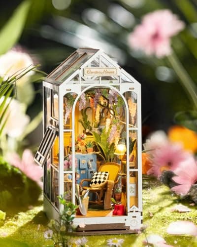 Rolife Book Nook Kit Maison Miniature à Construire Diy Maquette Adulte avec LED Lumières Décoration de Bibliothèque Livre Salon Booknook Puzzle 3D Bois Serre-Livres Diorama Idée Cadeau Femme
