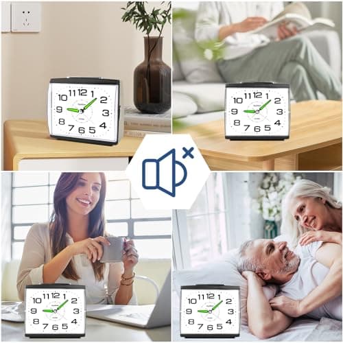 Ayybboo Réveil Matin à Piles Retro Silencieux sans Tic-Tac, Grand Cadran Original Analogique Quartz Alarme Vintage Lumineux Snooze Réveil Chevet