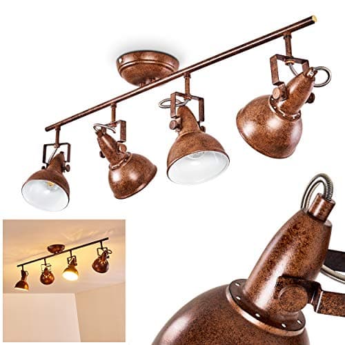 Plafonnier Tina en métal finitions rouille, luminaire de plafond à 4 spots orientables pour ampoules E14, ampoule(s) non incluse(s)