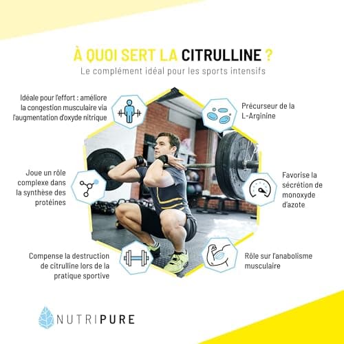 Nutripure | L-Citrulline BioKyowa® Végétale | Améliore la Congestion Musculaire lors de l'Entraînement | Précurseur de l' Arginine | Sans Malate de Citrulline | 800gr | Made in France