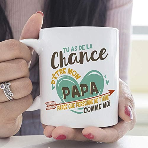 Mugffins Papa Tasse/Mug - Tu as de la Chance d'être Mon Papa - Tasse Originale/Idee Fête des Pères/Cadeau Anniversaire/Future Papa. Céramique 350
