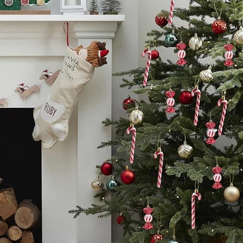 Focenat 18 Pcs Canne de Bonbons Plastique de Noël, Sucre d'orge pour Sapin Noël, Suspendus Candy Cane, Ornements de Sapin Noël, Pendentif de Noël de Décorations (Rouge)
